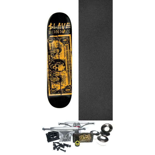 Slave Skateboards Econo$lave 2021 Black Skateboard Deck - 8.37" x 32" - Complete Skateboard Bundle